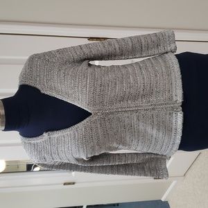 WHBM Metallic sweater cardigan with zip and 3/4 sleeves